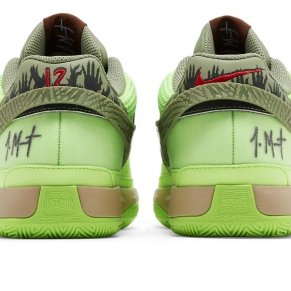 NIKE JA MORANT JA 1 ZOMBIE  LIME BLAST/OIL GREEN BLACK HEMP - Picture 2 of 5